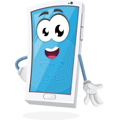 Mobile Phone Cartoon Vector Character